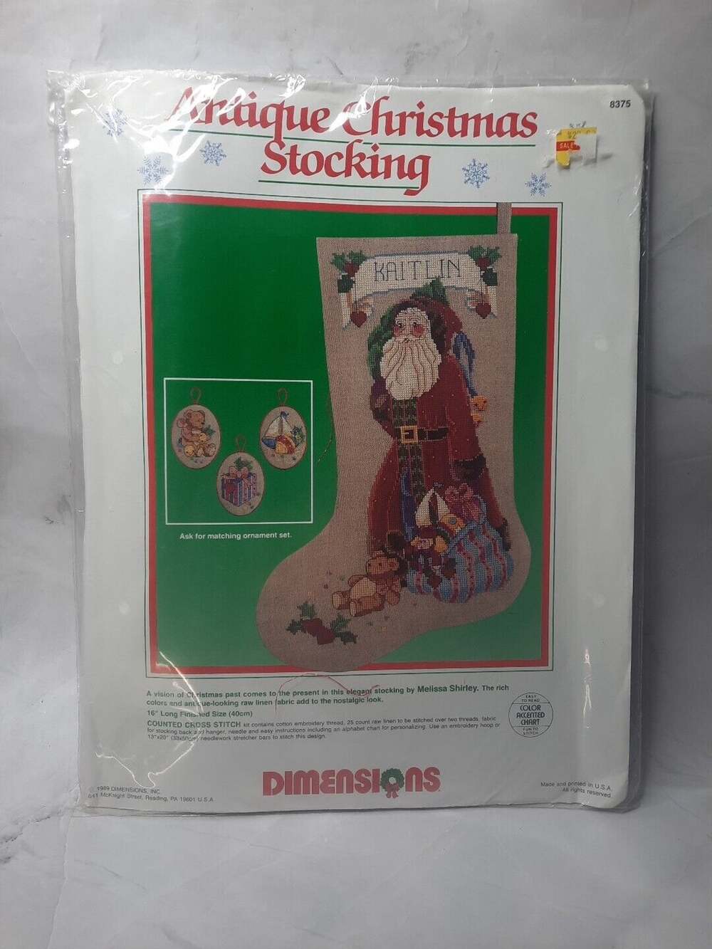 Vintage Dimensions Antique Christmas Stocking Counted Cross Stitch Kit 8375